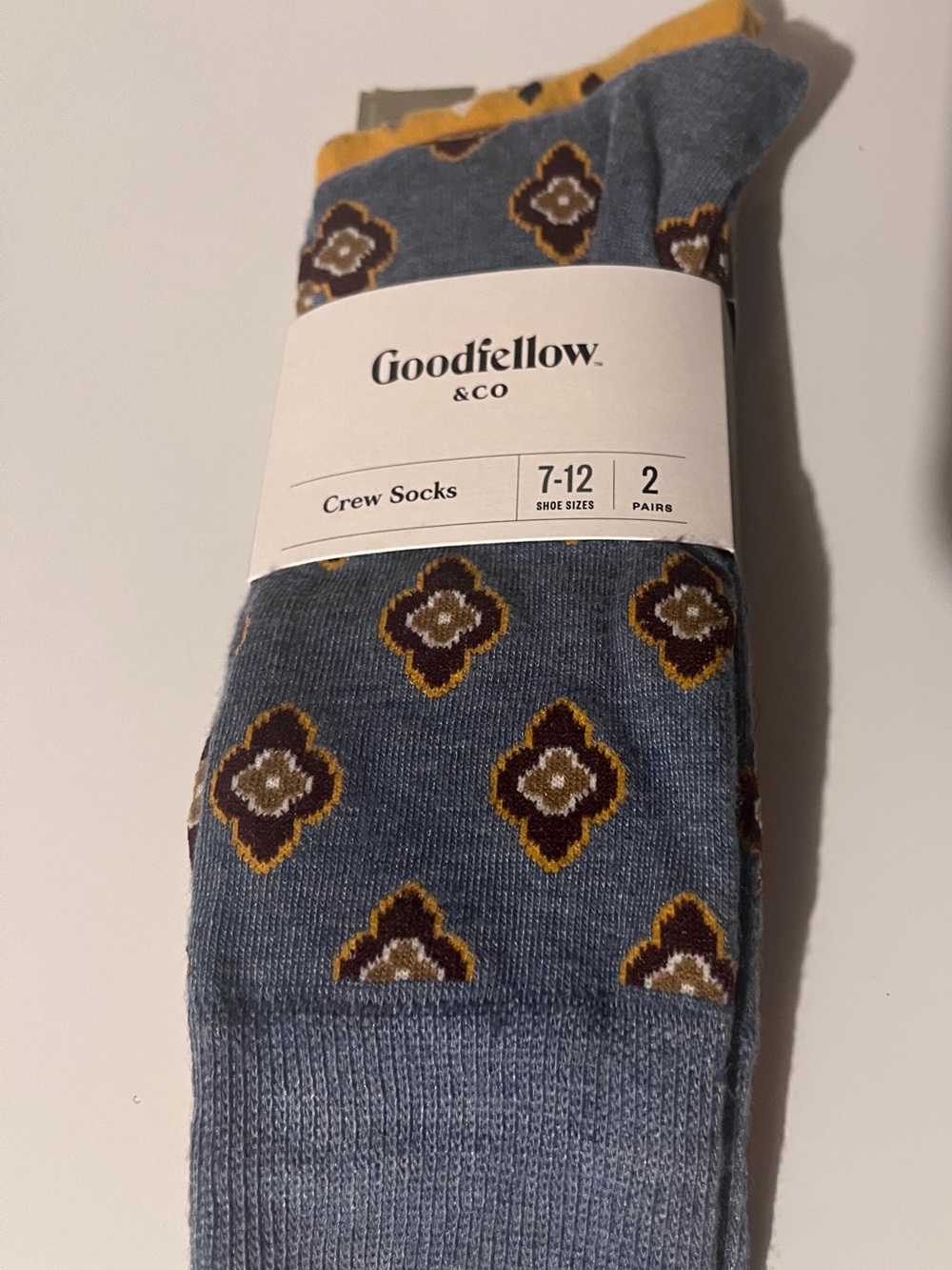 Goodfellow & Co Blue and Yellow Patterned Crew Socks